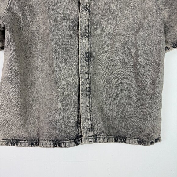 NWT Zara Snap Buttondown Back Acid Wash Short Sleeve Denim Top Shirt Size Large - Picture 11 of 12